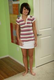 Amateur girl with short hair and tiny tits Angie Dove posing