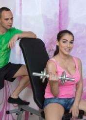 Big boobed amateur Mischel Lee bangs her gym instructor