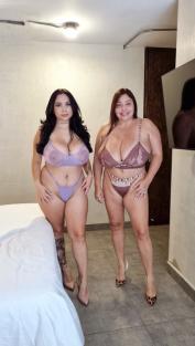 Big Latina lesbians Sofia Damon & Kim Velez play with each others big boobs