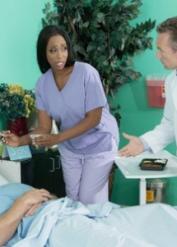 Black nurse Codi Bryant goes pussy to mouth after seducing a patint