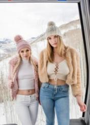 Blonde lesbian babes Alex Grey & Mia Melano give each other a pussy licking