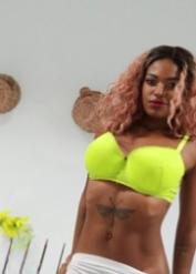 Brazilian pornstar Tina Fire rides her black pussy on a white boner