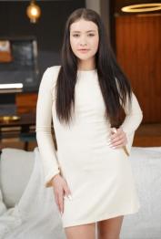 Brunette teen Matty Mila Perez exposes her slim figure in a solo