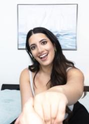 Chubby bombshell Sarah Arabic flaunts her big tits and gives a POV handjob