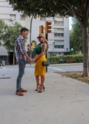 Colombian MILF with big breasts Alexa Blun kissing a random guy on the street