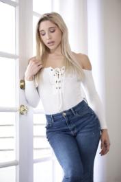 Curvy teen Abella Danger shows her natural tits and her bum in a solo
