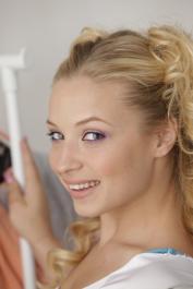 Czech blonde teen Alyssa Branch strips and masturbates in the closet