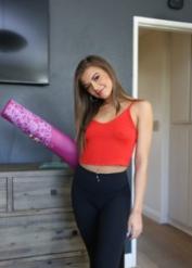 Flexible teen Jade Reign takes care of her stepbrother