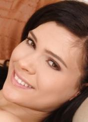 Lusty teenage brunette Miho Lechter playing with a big black dildo