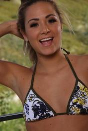 Marvelous teen Teagan Hart removes her sexy bikini & poses nude on the balcony