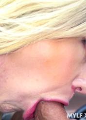 Naughty blonde Kit Mercer sucking & deepthroating a dick poolside