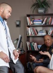 Naughty nurse Audrey Show abandons her patient for some hardcore sex