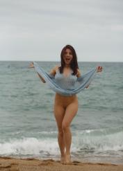 Pretty babe Madeline Escobar shows her lovely tits & her hot legs outdoors