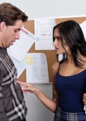 Schoolgirl in plaid skirt Giselle Mari pleases her handsome teacher so good