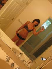 Sexy amateur brunette Angie Dove blows and fucks after posing naked with mask