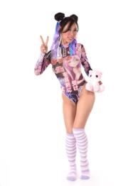 Sexy Japanese girl Ayako Fuji toys her pussy in over the knee socks