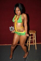 Sexy little cutie Unique LaSage squats for gloryhole cum on pretty ebony face