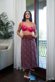 Sexy mommy Penny Barber strips her lingerie, gives a titjob and rides a dick