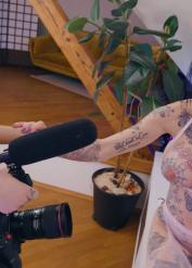 Tattooed MILF Megan Inky fingers her butthole and toys her pussy