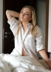 Young blond Jenny Wild seduces her man while they have breakfast