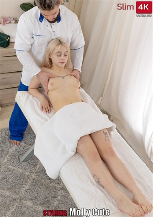Light haired skinny beauty is having fun with her masseur